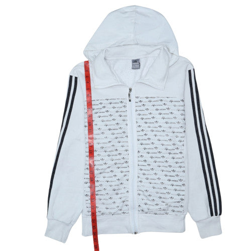 Adidas Mens White Full Zip Hoodie Size L Sports Fleece Jacket