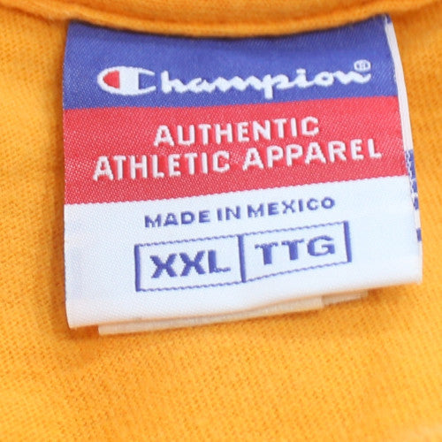 Champion Men's Orange Short Sleeve Crew Neck XXL Cotton T-Shirt