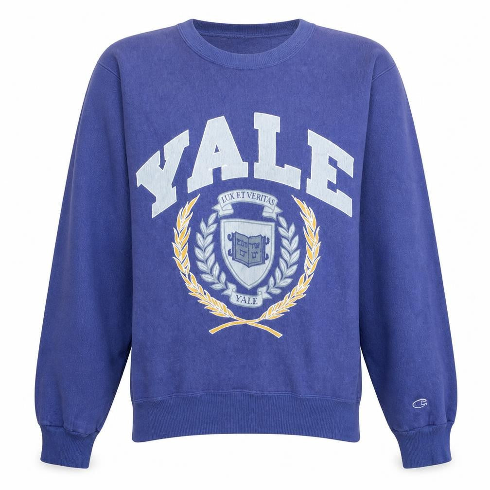 Champion Men's Blue Yale Graphic Crew Neck Sweatshirt Size L