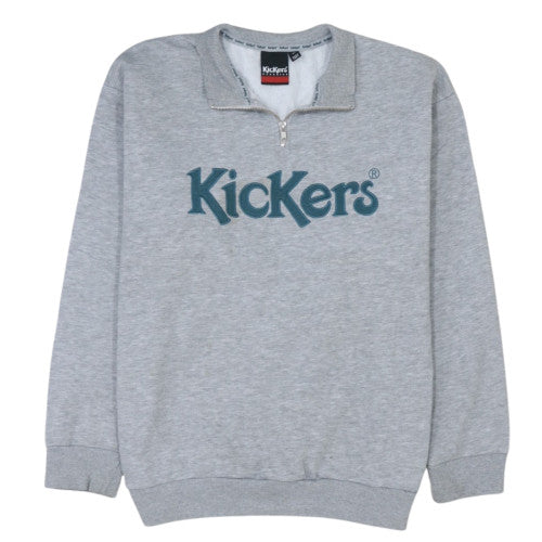 Kickers Mens Grey Classic 1/2 Zip Logo Sweatshirt Size M