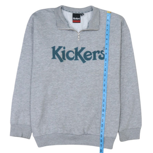 Kickers Mens Grey Classic 1/2 Zip Logo Sweatshirt Size M