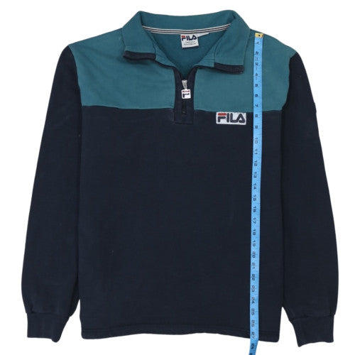 FILA Men's Blue Retro 1/4 Zip Collared Sweatshirt XL
