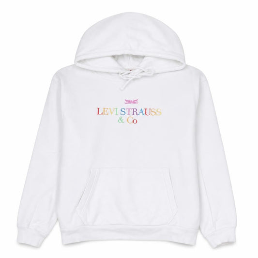 Levi's Women's White Pullover Hoodie XS Rainbow Logo Cotton Casual