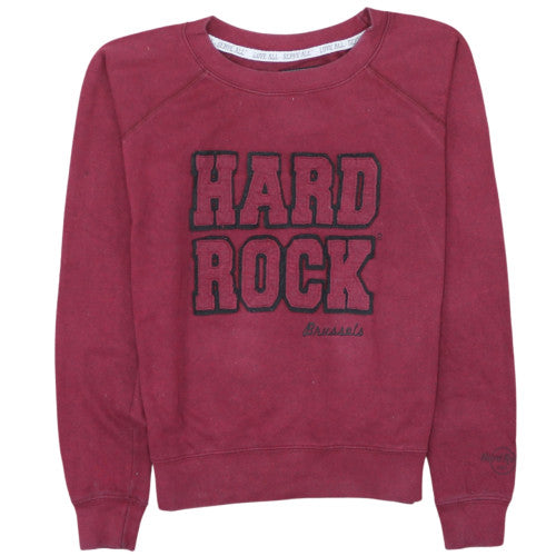 Hard Rock Cafe Women Burgundy Sweatshirt Medium Cotton Blend Crew Neck