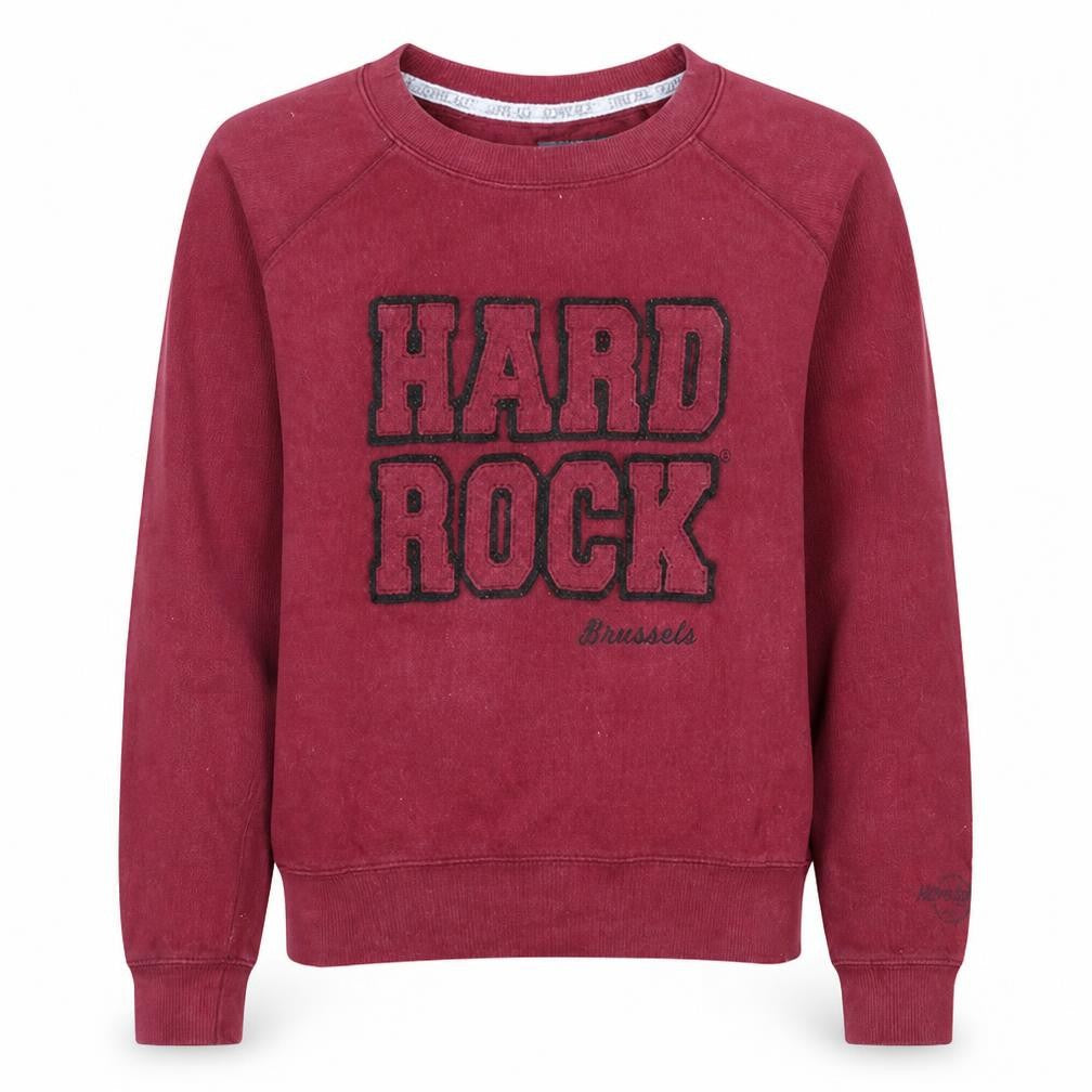 Hard Rock Cafe Women Burgundy Sweatshirt Medium Cotton Blend Crew Neck