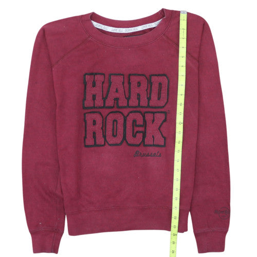 Hard Rock Cafe Women Burgundy Sweatshirt Medium Cotton Blend Crew Neck