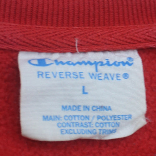 Champion Mens Red Reverse Weave Sweatshirt L Classic Fit