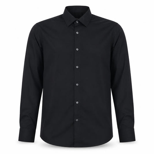 Hugo Boss Men’s Black Slim Fit Long Sleeve Button-Up Shirt 17.5 44in