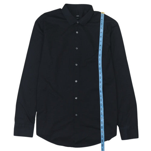 Hugo Boss Men’s Black Slim Fit Long Sleeve Button-Up Shirt 17.5 44in
