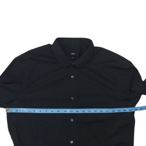 Hugo Boss Men’s Black Slim Fit Long Sleeve Button-Up Shirt 17.5 44in