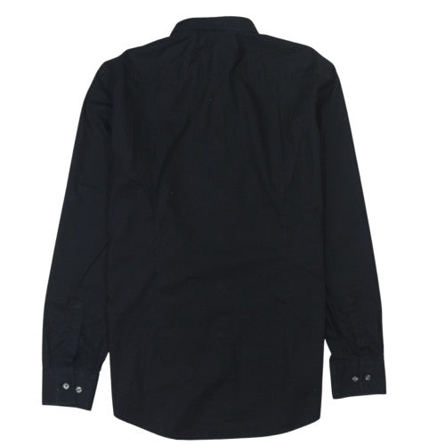 Hugo Boss Men’s Black Slim Fit Long Sleeve Button-Up Shirt 17.5 44in