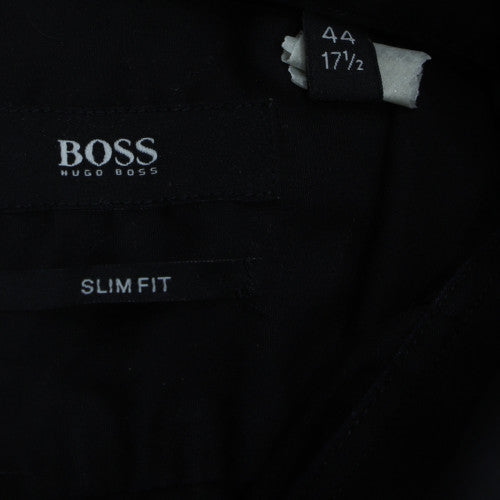 Hugo Boss Men’s Black Slim Fit Long Sleeve Button-Up Shirt 17.5 44in
