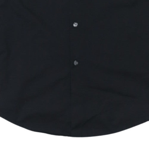 Hugo Boss Men’s Black Slim Fit Long Sleeve Button-Up Shirt 17.5 44in