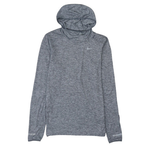 Nike Men's Grey Dri-FIT Long Sleeve Hooded Pullover Training Top S