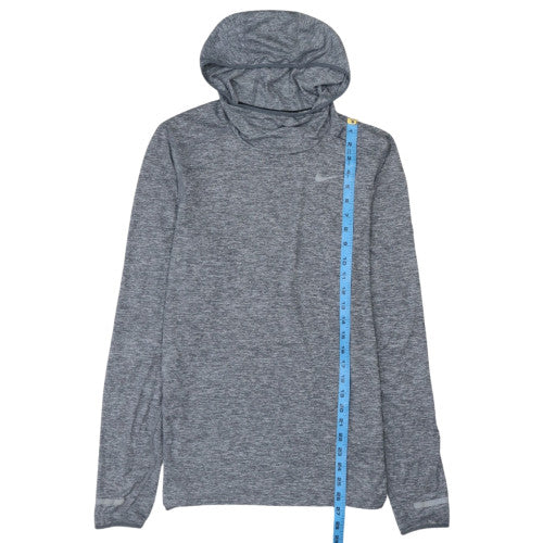 Nike Men's Grey Dri-FIT Long Sleeve Hooded Pullover Training Top S