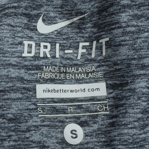 Nike Men's Grey Dri-FIT Long Sleeve Hooded Pullover Training Top S