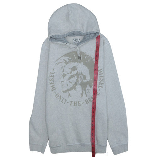 Diesel Men’s Grey Pullover Hoodie M Graphic Print Regular Fit