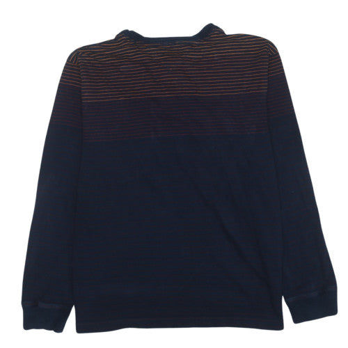 Tommy Hilfiger Men's Blue Stripe Henley Cotton Jumper L