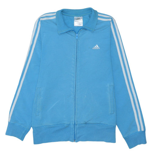Adidas Women's Blue Full Zip Sweatshirt Size 12 Cotton Blend