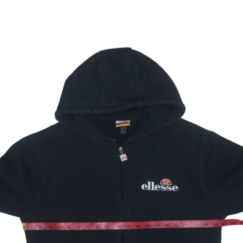 Ellesse Mens Black Full Zip Hoodie L Logo Fleece Sweatshirt