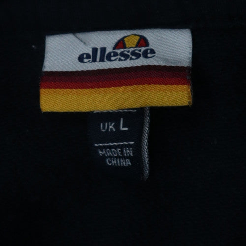 Ellesse Mens Black Full Zip Hoodie L Logo Fleece Sweatshirt