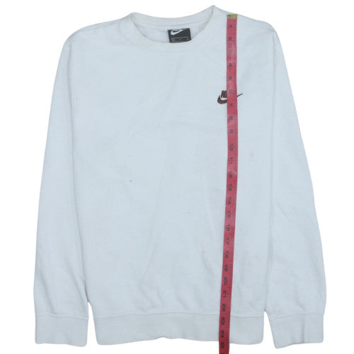 Nike Men's White Small Crew Neck Sweatshirt Cotton Blend Pullover