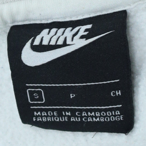 Nike Men's White Small Crew Neck Sweatshirt Cotton Blend Pullover