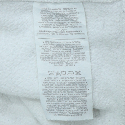 Nike Men's White Small Crew Neck Sweatshirt Cotton Blend Pullover