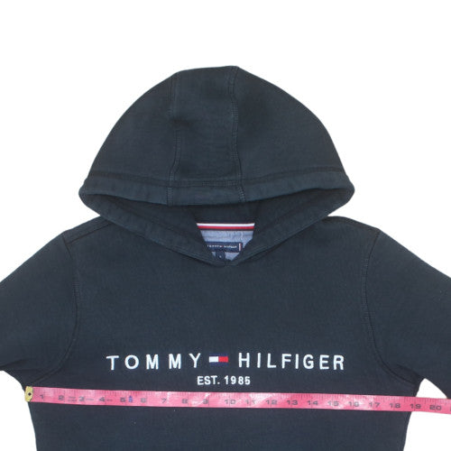 Tommy Hilfiger Men’s Black Pullover Hoodie S Regular Fit Fleece Logo