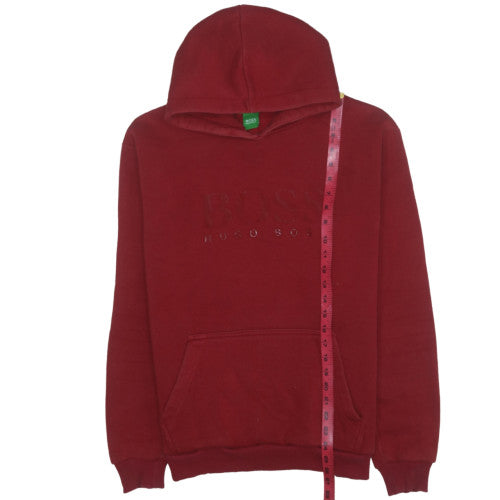 Hugo Boss Men's Red Pullover Fleece Hoodie Size L