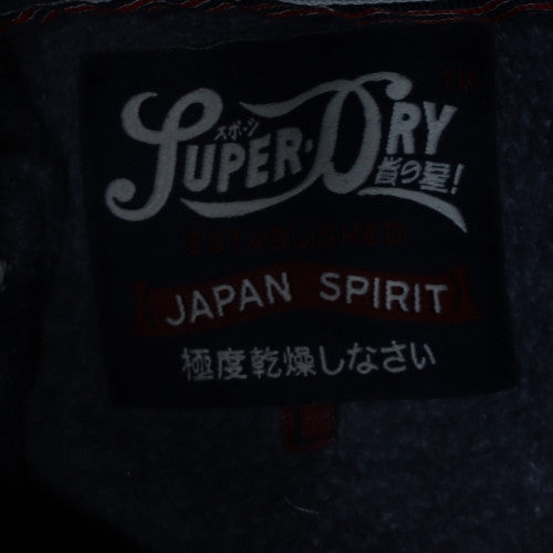 Superdry Men's Blue Pullover Hoodie M Graphic Logo Fleece Sweatshirt