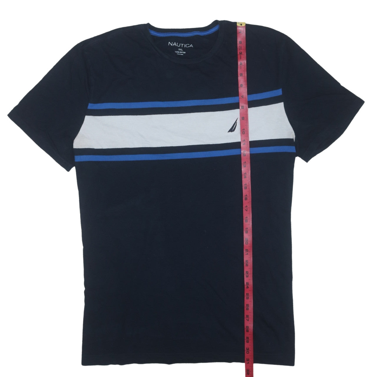 Nautica Men's Blue 2XL Colourblock Cotton Crew Neck T-Shirt