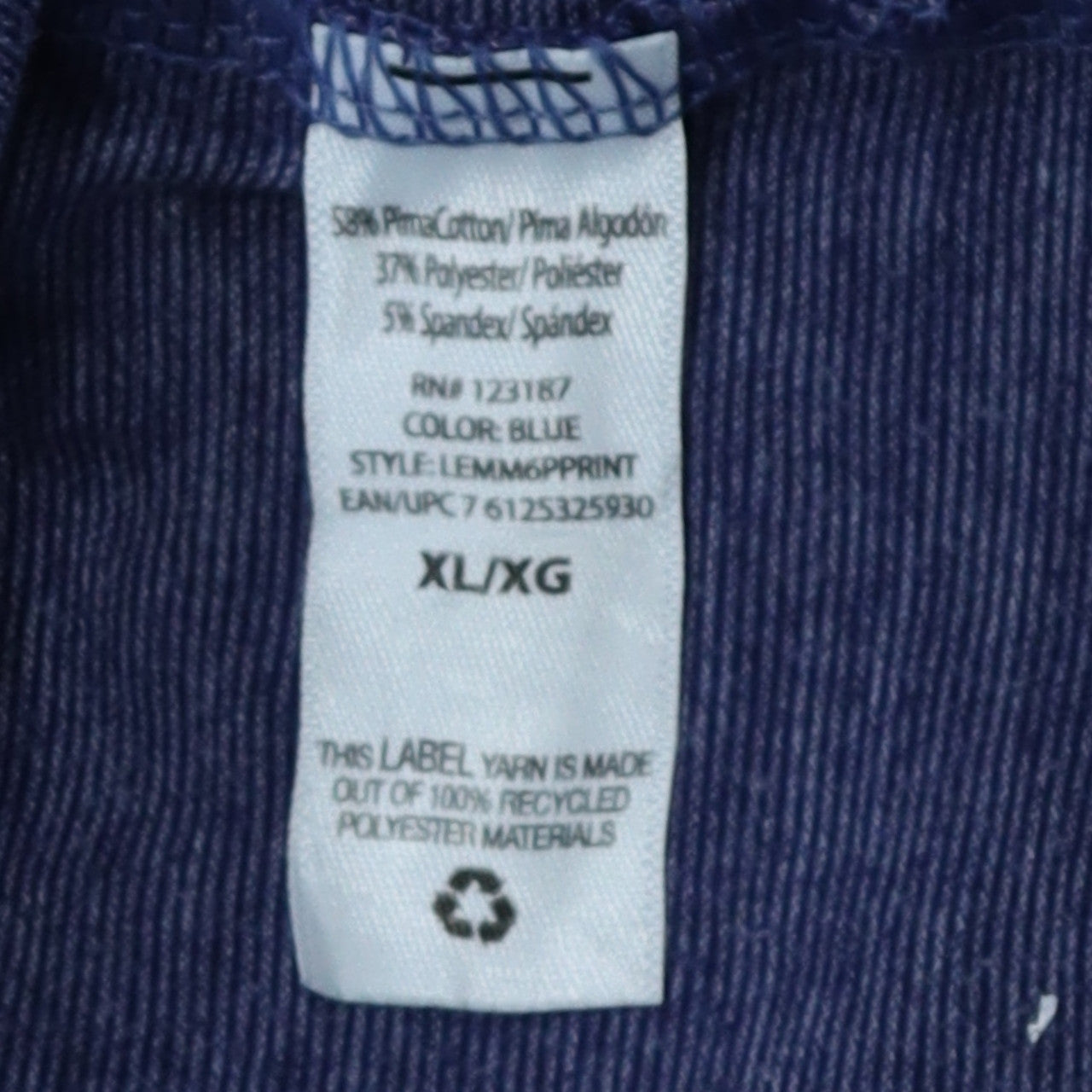 Lee Men's Blue XL Pima Cotton Striped Crew Neck T-Shirt