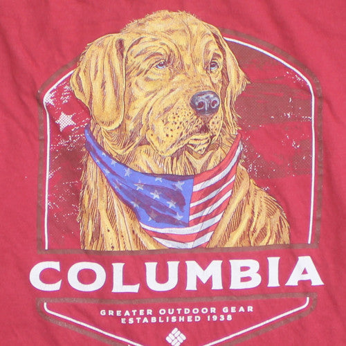 Columbia Men’s Red XL Graphic Dog Print Cotton T-Shirt