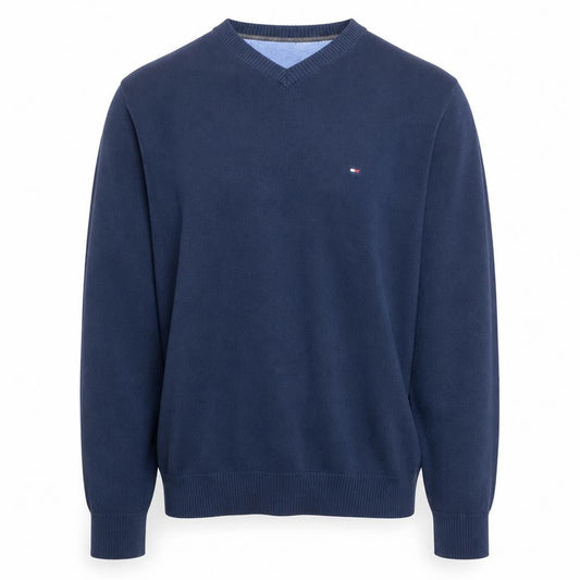 Tommy Hilfiger Men’s Blue Cotton V-Neck Pullover Jumper M