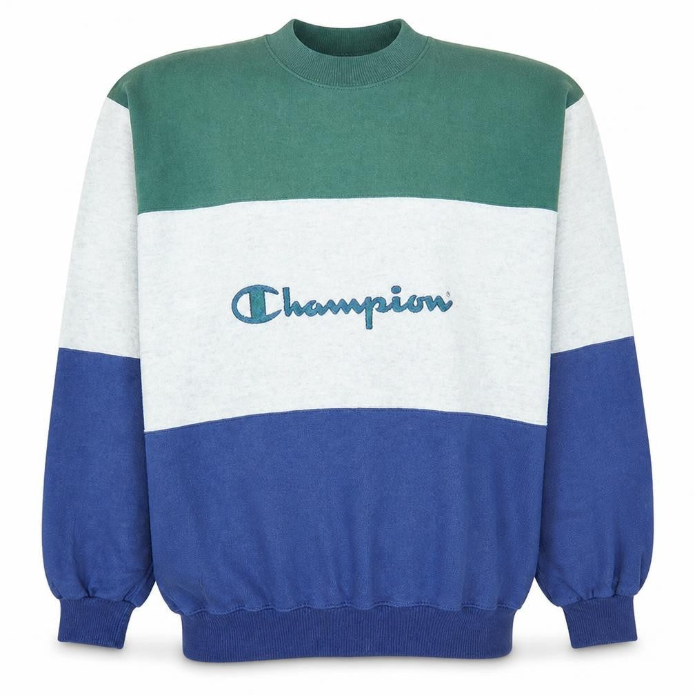 Champion Men's Blue Green Grey XL Retro Pullover Sweatshirt