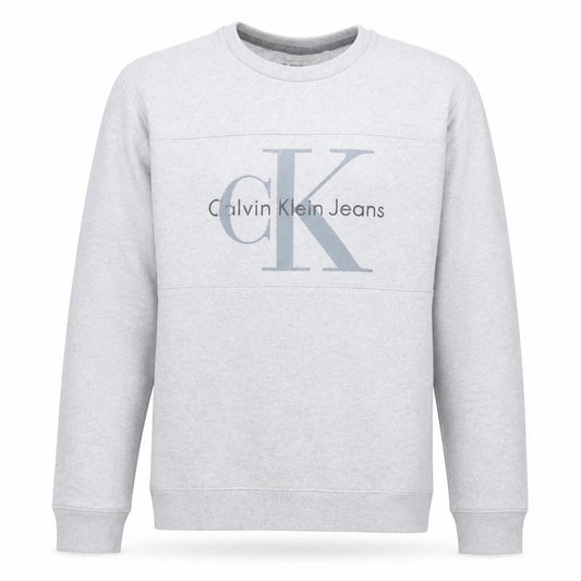 Calvin Klein Jeans Men's Grey Logo Crew Neck Cotton Sweatshirt L