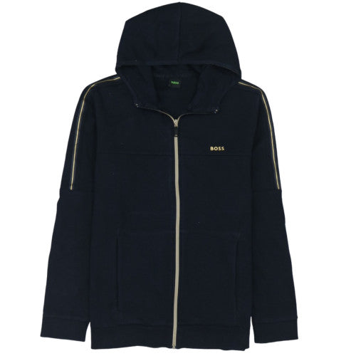 BOSS Mens Black Full Zip Hoodie XL Regular Fit Cotton Blend