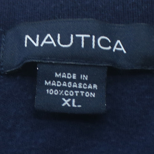 Nautica Men's Blue Striped Cotton Polo Shirt XL Regular Fit