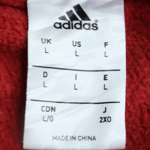 Adidas Mens Red Pullover Hoodie L Fleece Sweatshirt Classic Style
