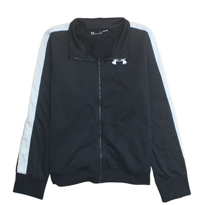 Additional front view of Under Armour boys’ black full zip sweatshirt, size 158, sports top