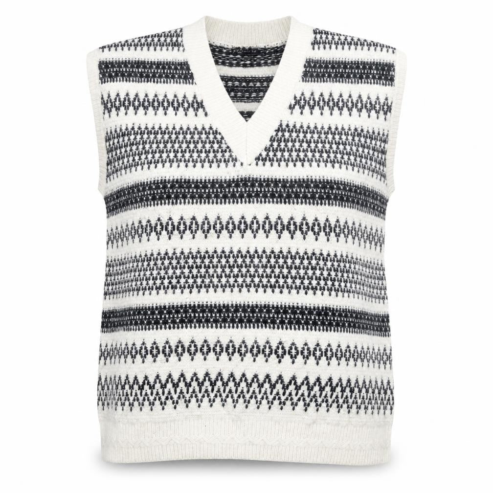 Marks & Spencer Women's Ivory Fair Isle Knit Sleeveless Vest M