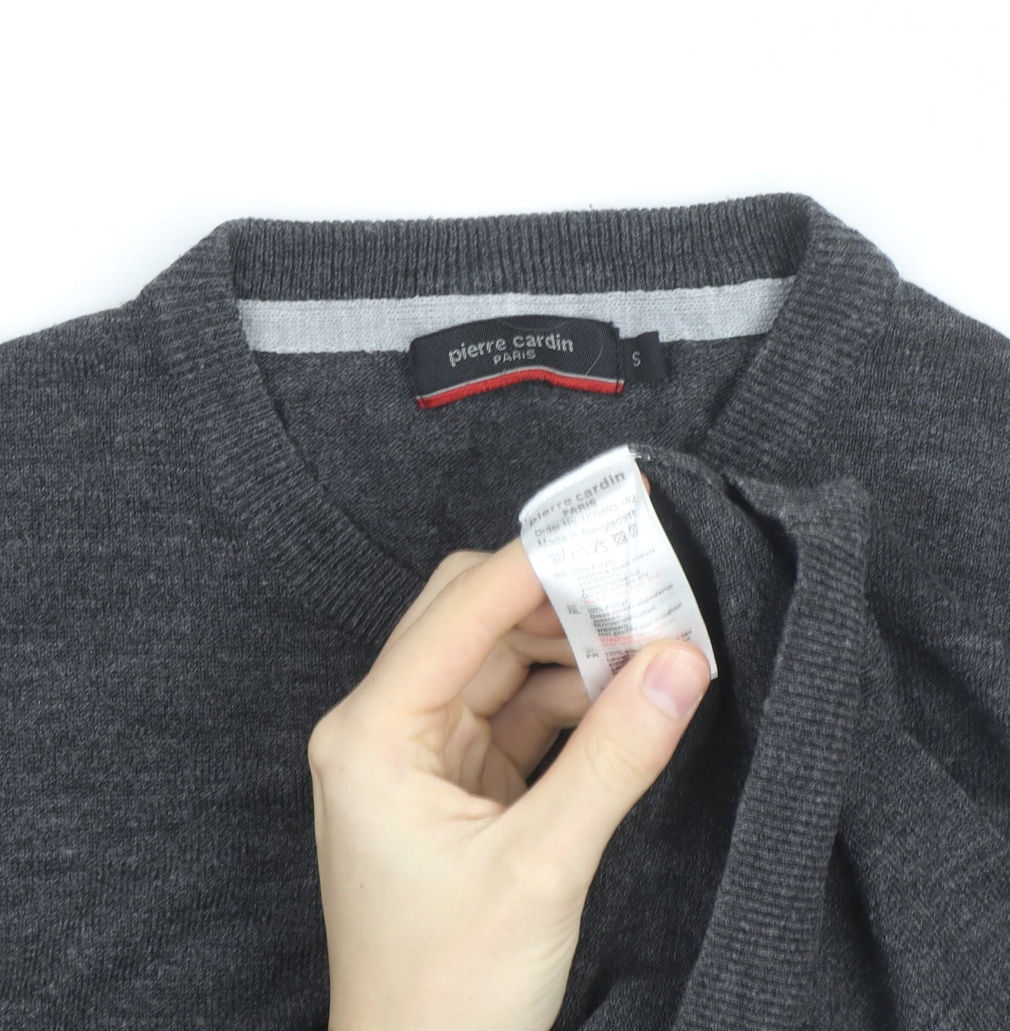 Pierre Cardin Men's Grey Wool Blend V-Neck Jumper Size S