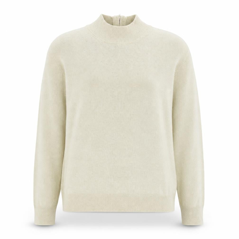 Drapers & Damons Women Beige Mock Neck Long Sleeve Pullover Jumper Size L