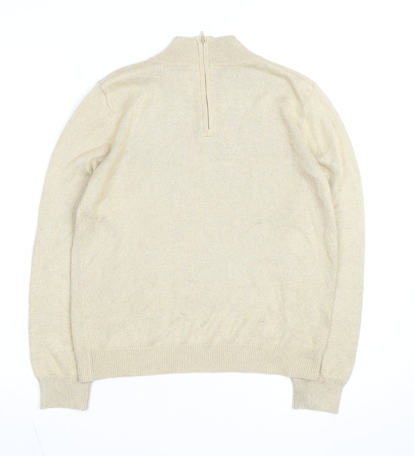 Drapers & Damons Women Beige Mock Neck Long Sleeve Pullover Jumper Size L