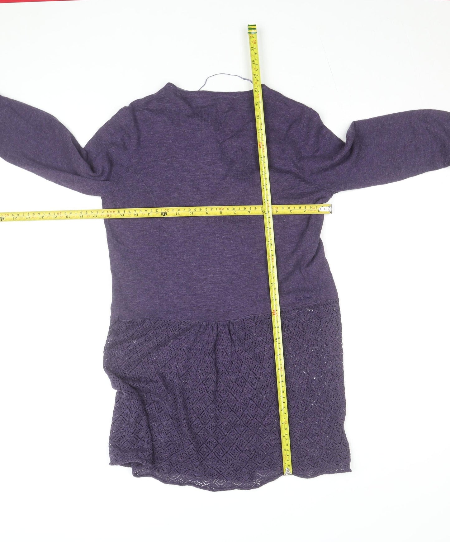 Fat Face Women Purple Size 12 Open Knit Cotton Viscose Cardigan