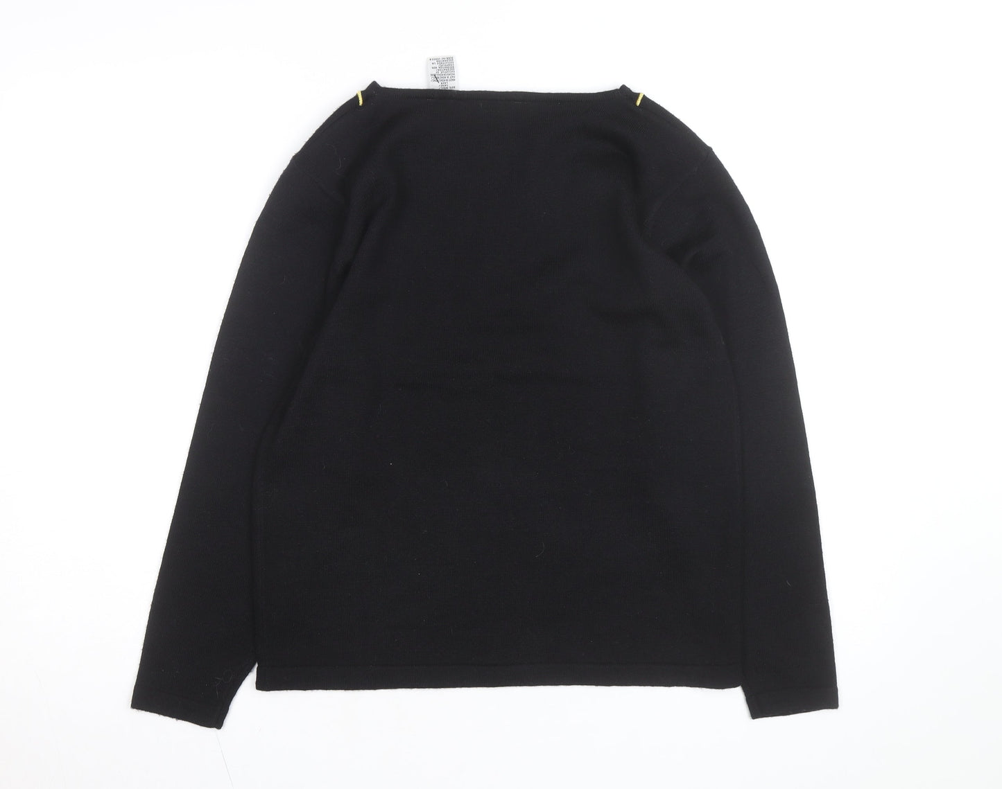 Russ Women Black Petite M Embroidered Wool Blend Jumper Pullover