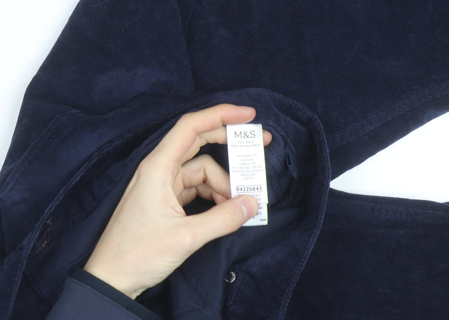 Marks and Spencer Womens Blue Corduroy Stretch Trousers Size 22