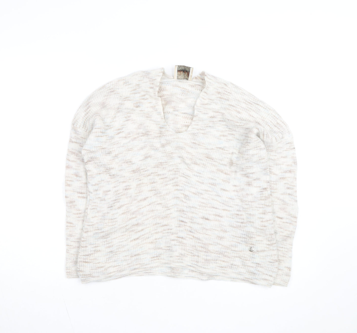 Mos Mosh Women's Beige Wool Alpaca V-Neck Knit Jumper Size M