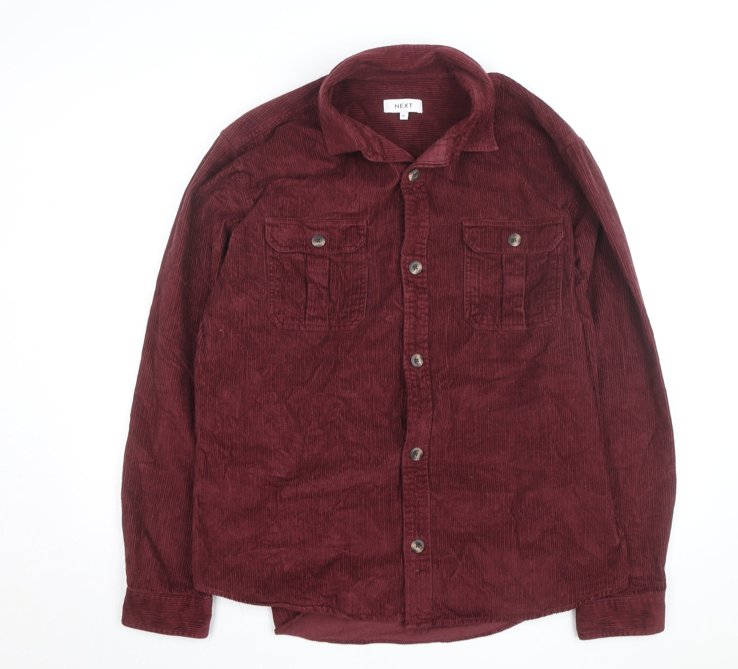 Next Men’s Red Corduroy Button Jacket XL Casual Cotton Blend
